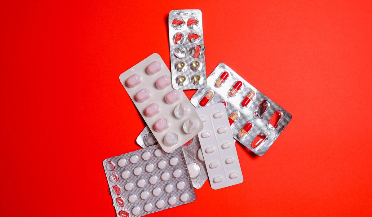 Blister packs of tablets and capsules ready for a prescription refill